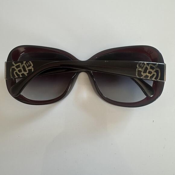 Chanel Sunglasses Womens Brown Oval Gray Gradient Logo Plastic Frame Oversized main image 11